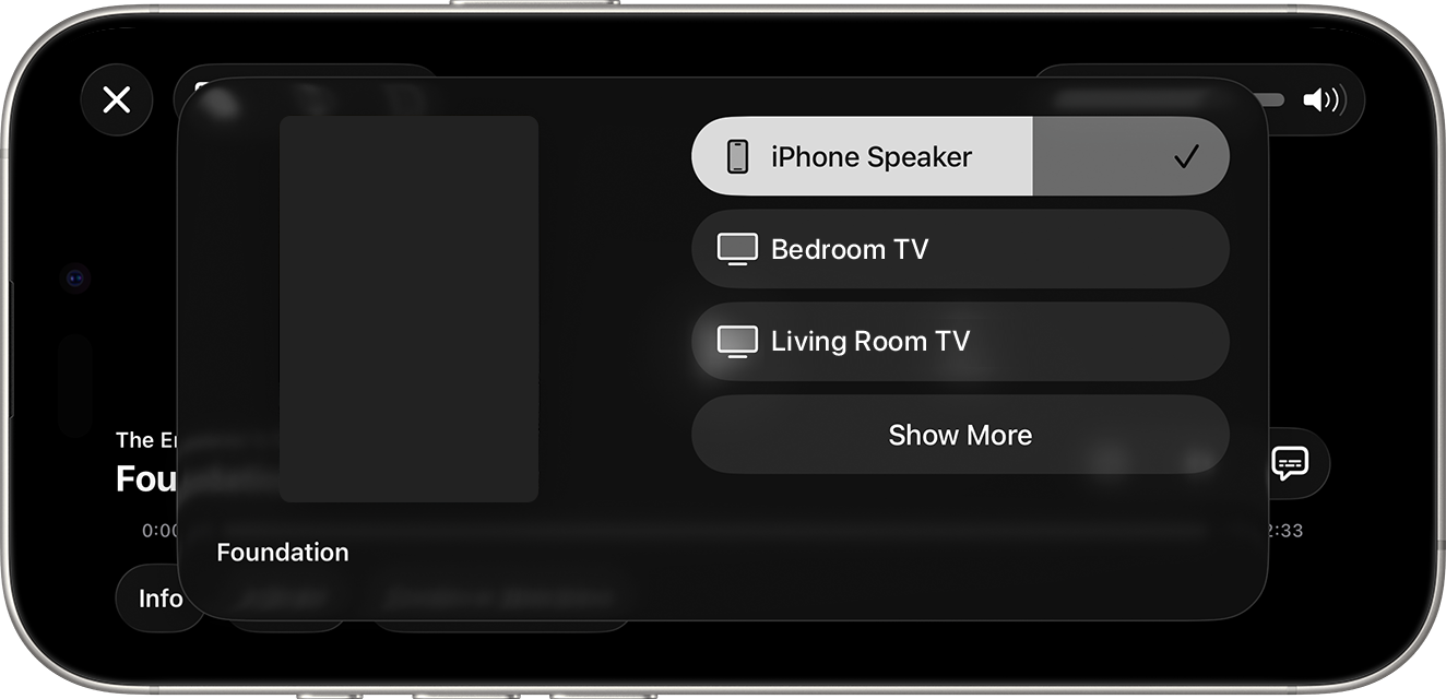 AirPlay device selection screen