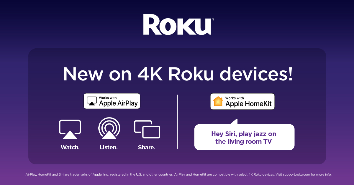 AirPlay setup screen on Roku